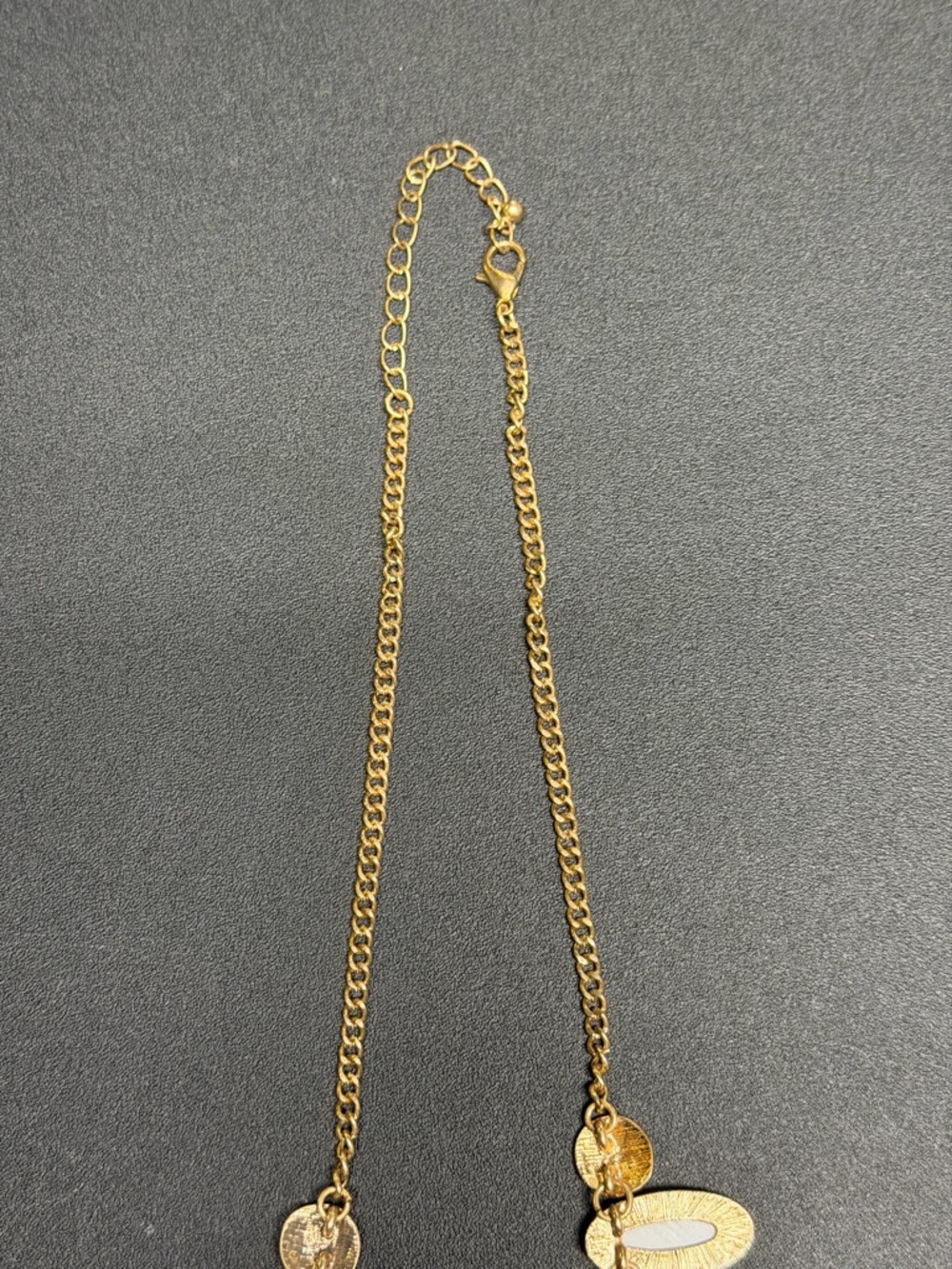 Gold-Tone Necklace with Pale Blue and Cream Stone Accents - Picture 8 of 11